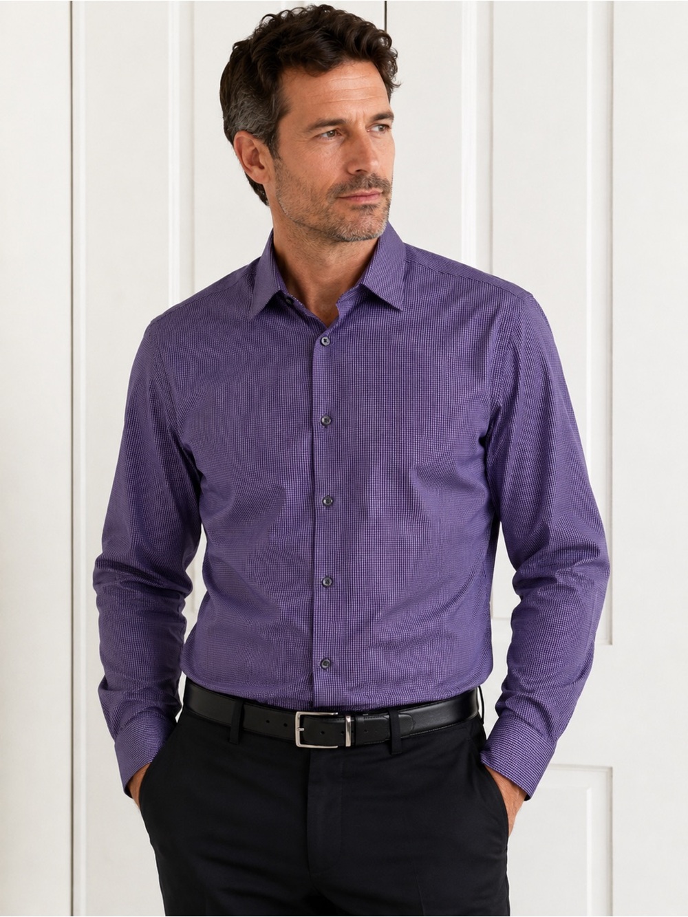 Theory Sylvain Slim Fit Dress Shirt
XL Dark Sky Micro Check Stretch Cotton